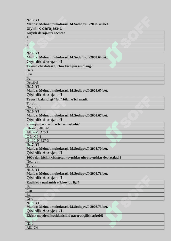 Mehnat muhofazasi va texnika xavfsizligi fanidan (90 ta) test savollari 3