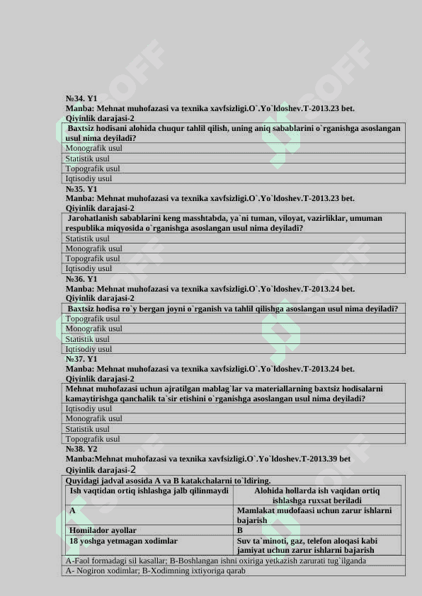 Mehnat muhofazasi va texnika xavfsizligi fanidan (90 ta) test savollari 6