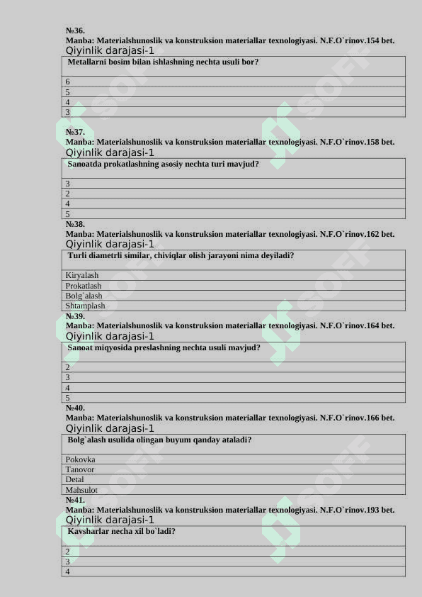 Konstruksion materiallar fanidan test savollari 7