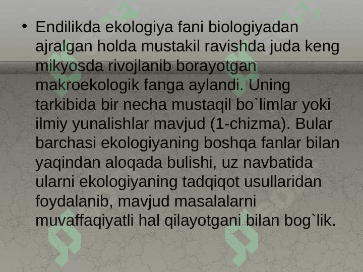 Ekologiya fanining nazariy asoslari 6