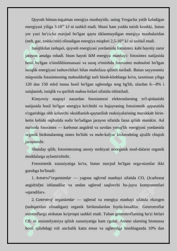 Fotosintez va mahsuldorlik 2