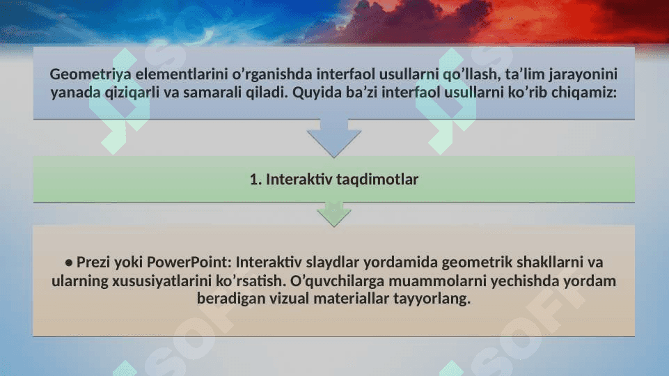 Geometriya elementlarini o’rganishda interfaol usullardan foydalanish 2