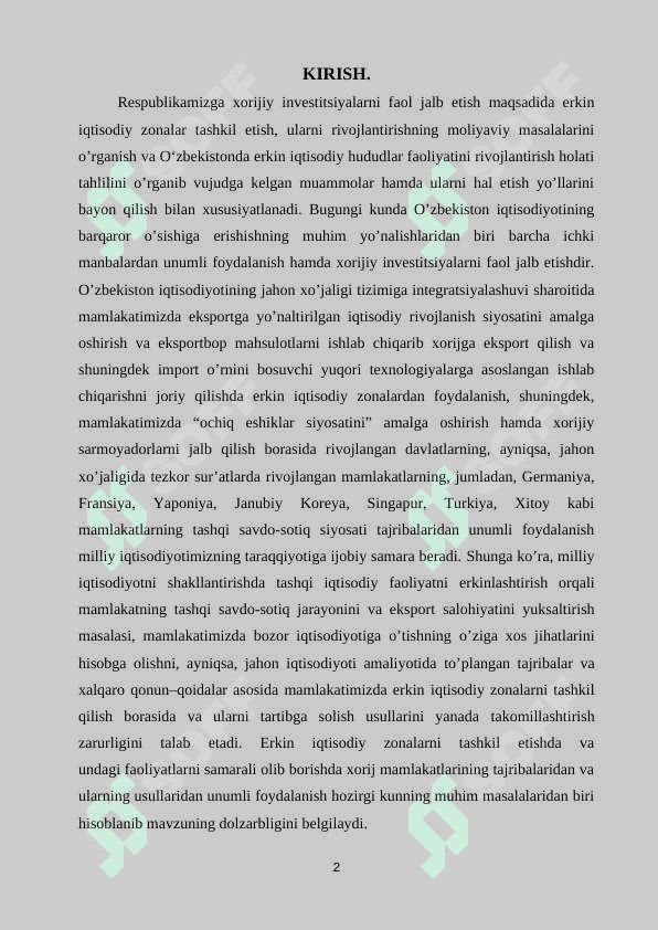 OʻZBEKISTON RESPUBLIKASI ERKIN IQTISODIY HUDUDLAR 2