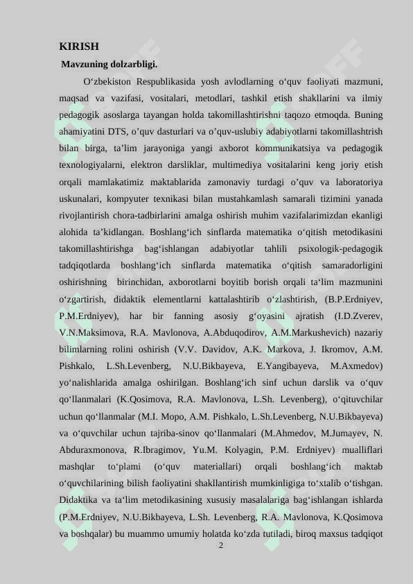 Harakatga doir masalalarni matematikadan boshlang'ich sinflarda o'qitish metodikasi 2