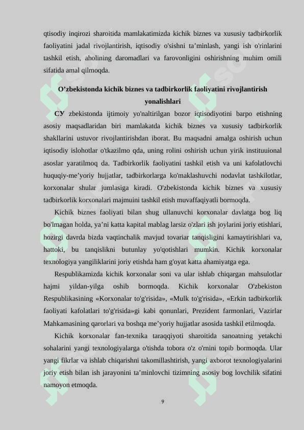 O'zbekistonda kichik biznes korxonalarining rivoji 8