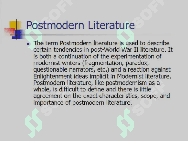 ENGLISH LITERATURE OF THE 20 TH CENTURY 2