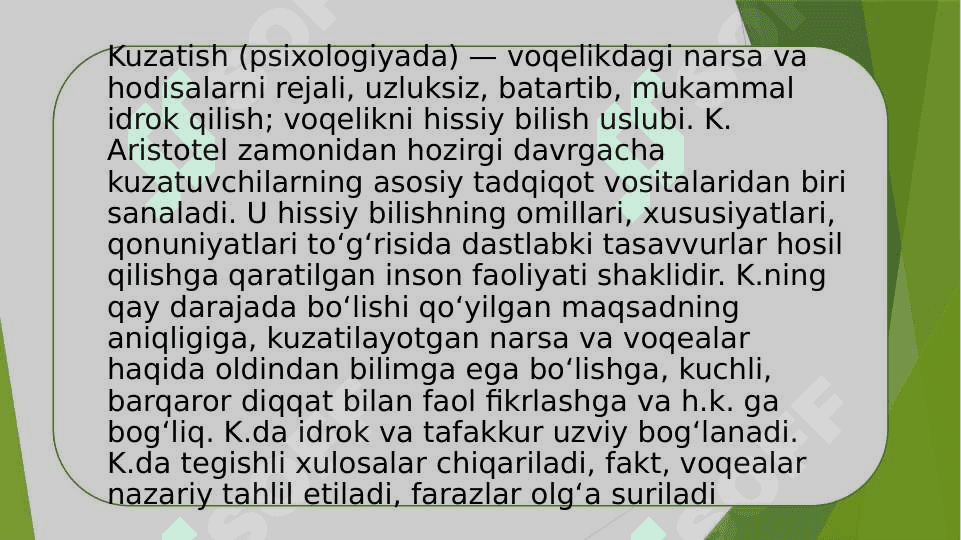 KUZATISH VA EKSPERIMENT RIVOJLANISH PSIXOLOGIYASINING ASOSIY METODI SIFATIDA 4