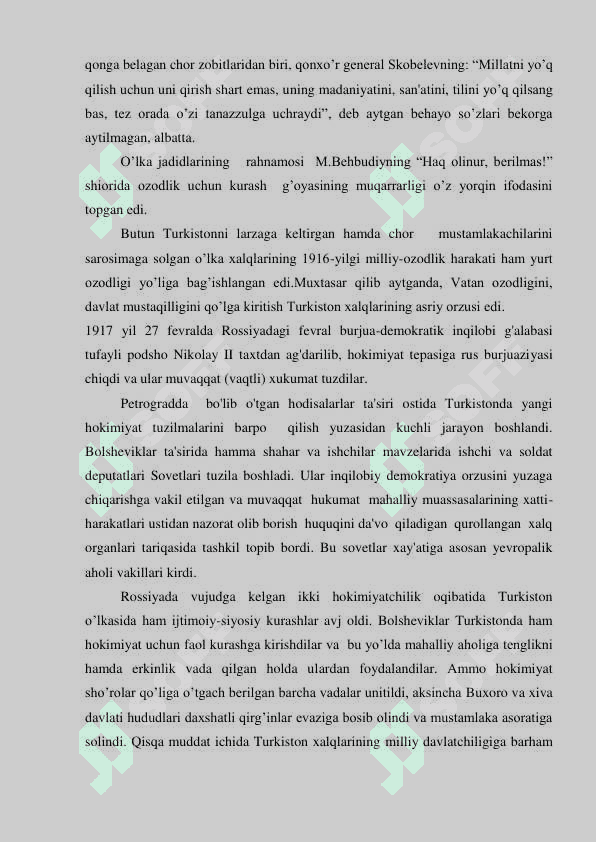 Turk istonda ikk i hokimiyatc hilik va s ho’ro lar hukmron lig in ing o’ rnatilish i 4