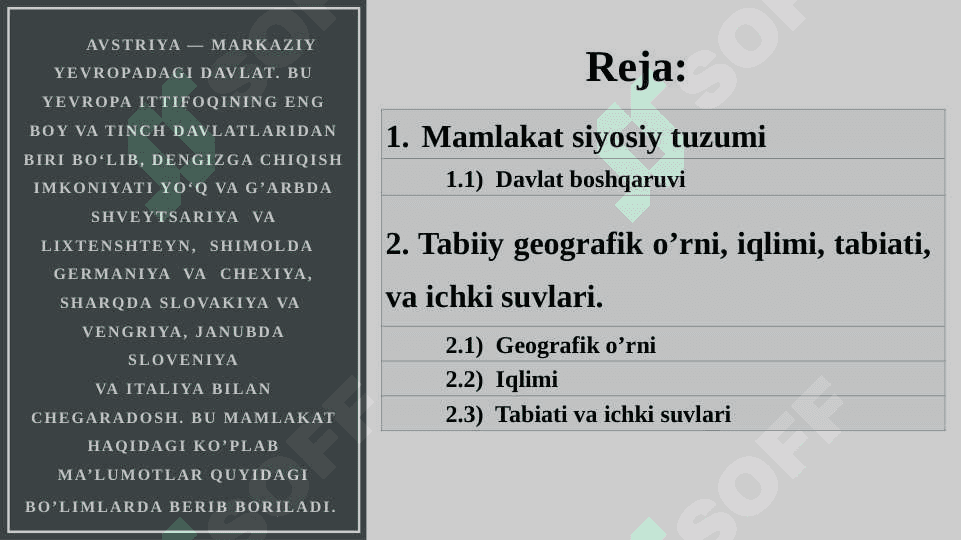 Avstriya federal respublikasi umumiy tavsifi 2