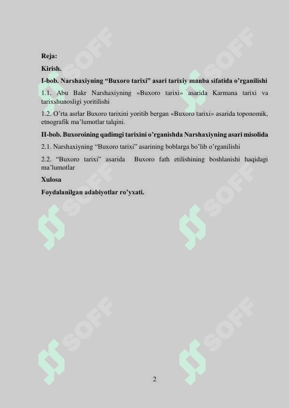NARSHAXIYNING “BUXORO TARIXI” ASARI MANBA SIFATIDA” MAVZUSIDA TAYYORLAGAN 2