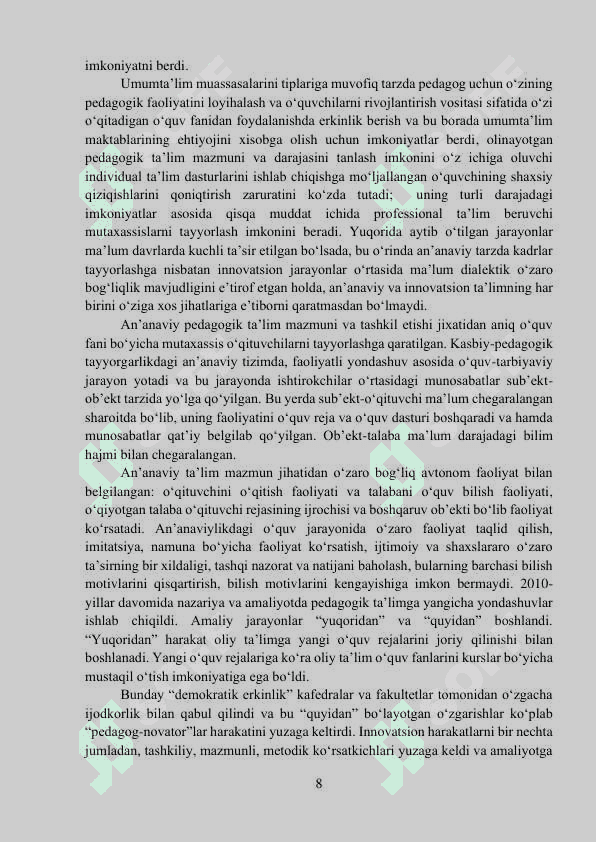 Ta’limda innovatsion uslublarni ishlab chiqish va joriy etishning ilmiy-nazariy asoslari 8