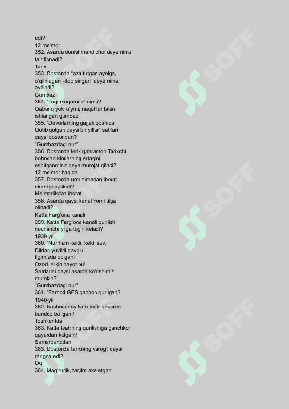 Adabiyotdan savol javoblar 4