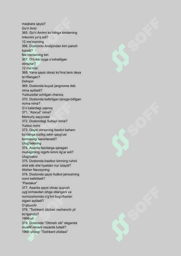 Adabiyotdan savol javoblar 5