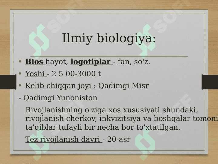 Biologiyaning rivojlanish tarixi 3