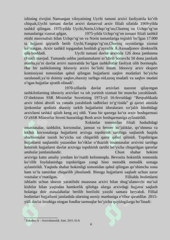 Namangan viloyati davlat arxivining shakllanishi tarixi. 6