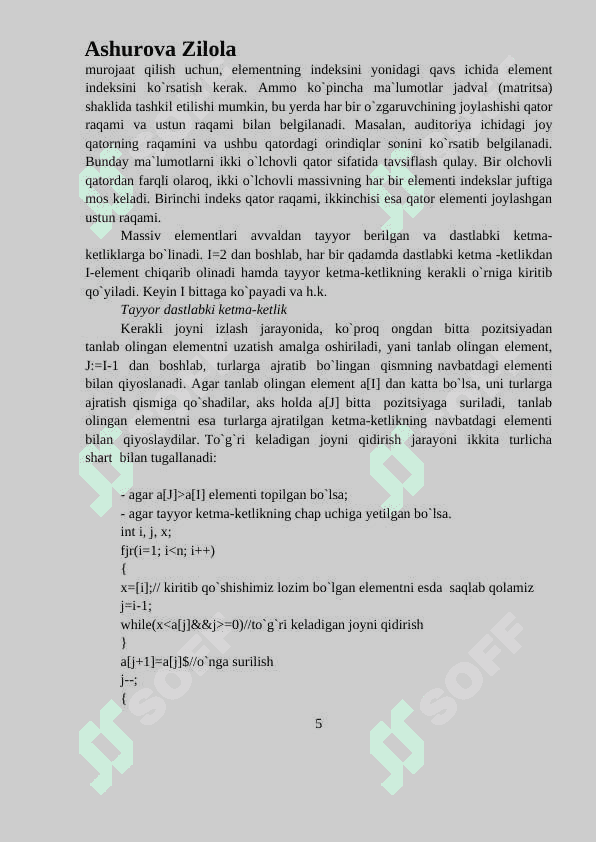 Massivlar ustida amallar  Massivlar bilan ishlovchi funksiyalar. Massivlarni saralash.  Ko‘p o‘lchovli massivlarni saralash 5