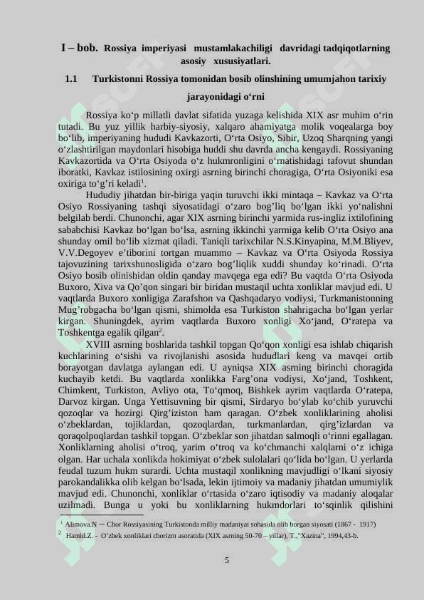 SHARQSHUNOSLAR TOMONIDAN O‘RTA OSIYO XONLIKLARINING ROSSIYA IMPERIYASI TOMONIDAN BOSIB OLINISHI MASALALARINING O‘RGANILISHI 5