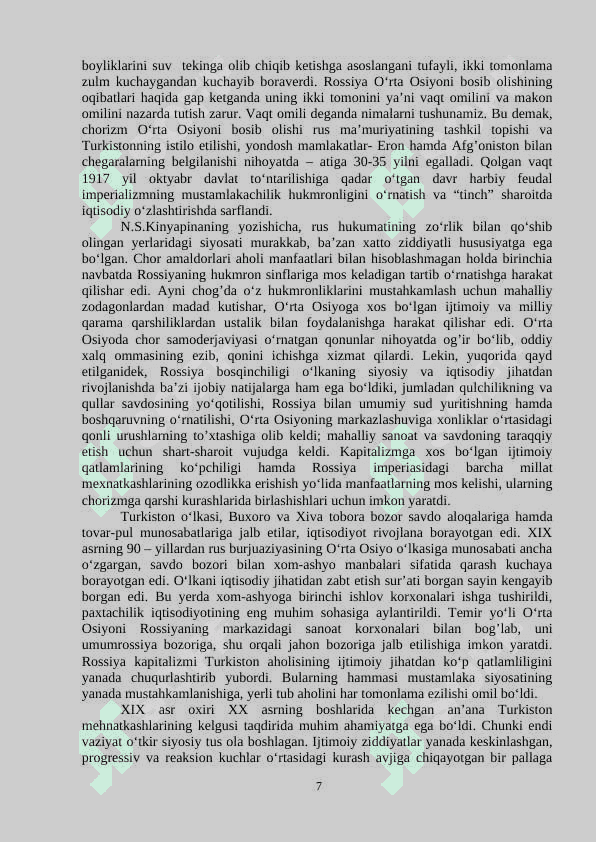 SHARQSHUNOSLAR TOMONIDAN O‘RTA OSIYO XONLIKLARINING ROSSIYA IMPERIYASI TOMONIDAN BOSIB OLINISHI MASALALARINING O‘RGANILISHI 7