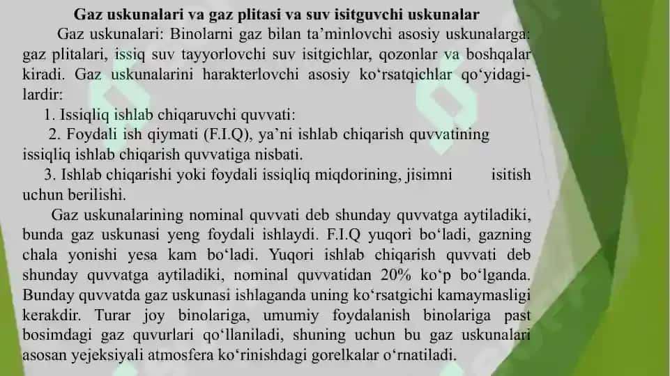 Gazuskunalar va gazplitasi va suv isitish uskunalar 2