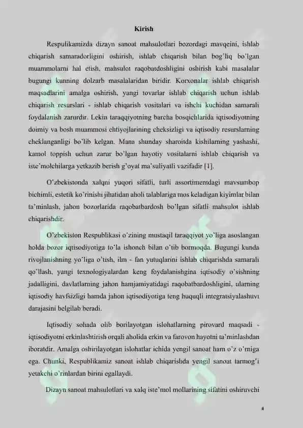 Atlas matosidan ayollar ko’ylagi seriyasini tayyorlash texnologik jarayonini ishlab chiqish 4