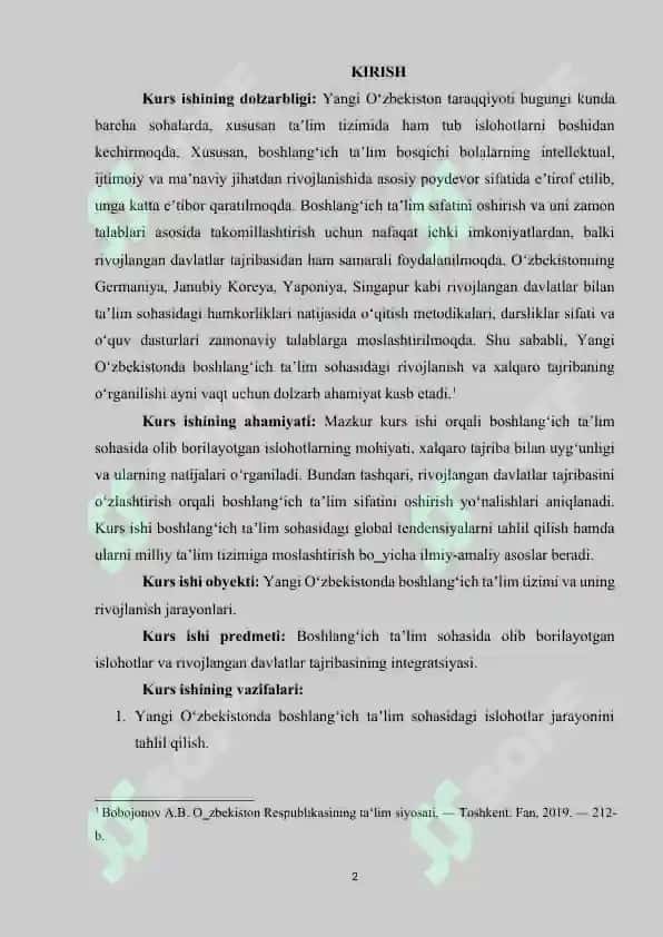 YANGI O’ZBEKISTONNING BOSHLANG’ICH TA’LIM BORASIDAGI RIVOJLANGAN DAVLATLAR BILAN HAMKORLIKLARI 2