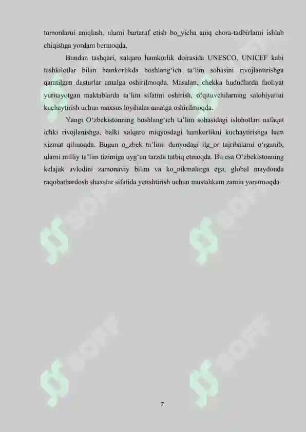 YANGI O’ZBEKISTONNING BOSHLANG’ICH TA’LIM BORASIDAGI RIVOJLANGAN DAVLATLAR BILAN HAMKORLIKLARI 7