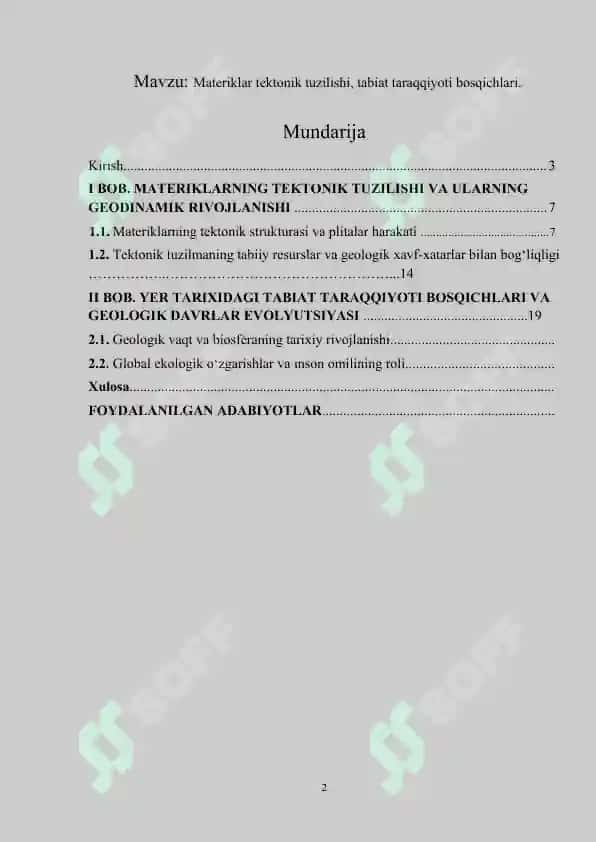 Materiklar tektonik tuzilishi, tabiat taraqqiyoti bosqichlari 2