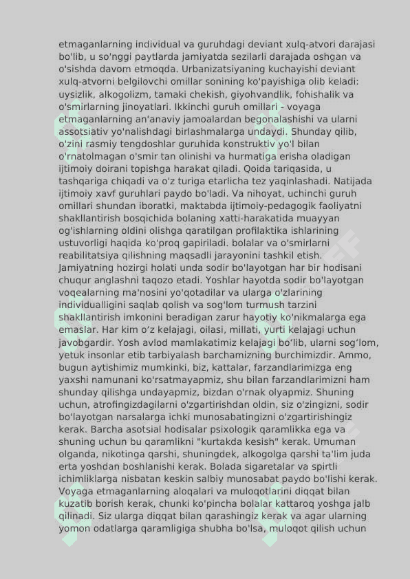 Bolalar va o'smirlarning deviant xulq atvori amaliy psixolog faoliyati yo'nalishlaridan 2