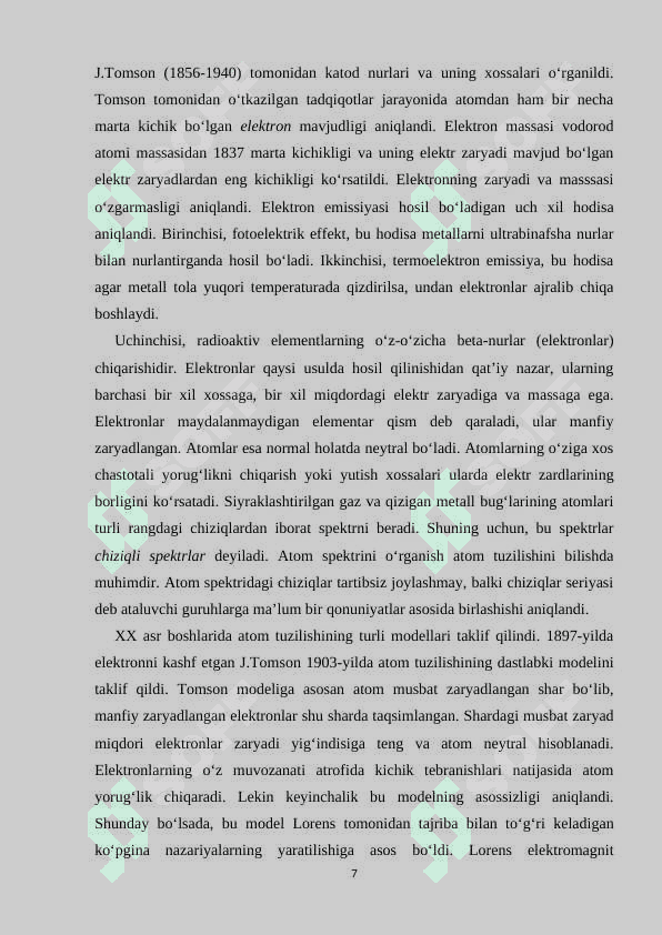 Atom tuzilishi va uning modellari 7