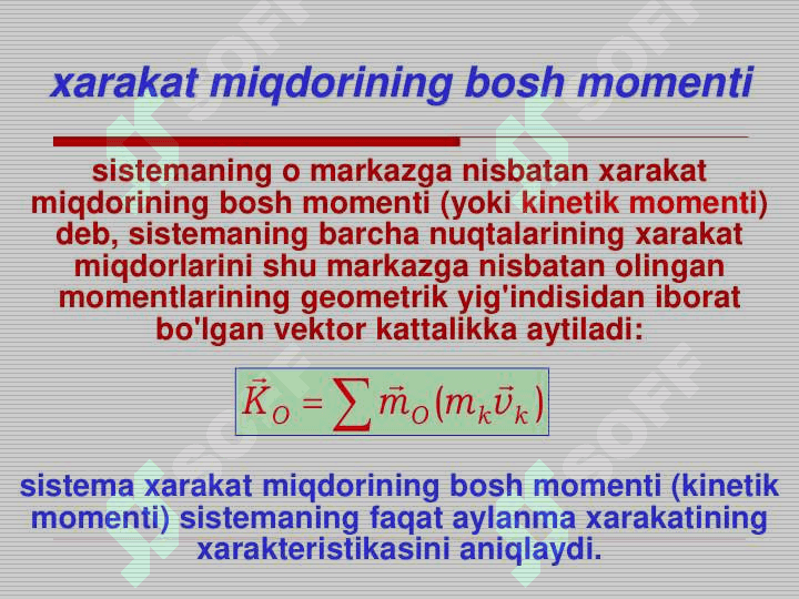 Potensial kuch maydoni. Moddiy  nuqta va mexanik sistema uchun  mexanik energiyaning saqlanish  qonuni. 2