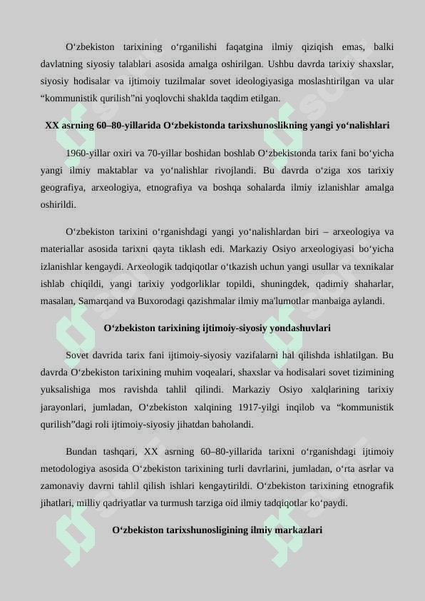 XX asrning 60–80-yillarida O‘zbekistonda tarix fani 2