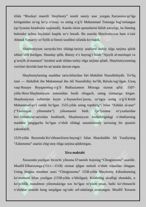 O‘rtа Оsiyoning ХVI–ХIX аsrlаr tаriхi tаriхshunоsligi 1 3