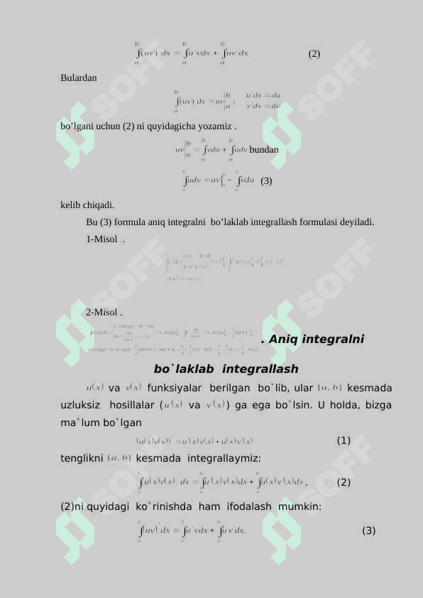 ANIQ INTEGRAL,UNING GEOMETRIK MA'NOSI XOSSALARI.NYUTON LEYBNITS FORMULASI.ANIQ INTEGRALNI HISOBLASH USULLARI.ANIQ TADBIQLAR 8