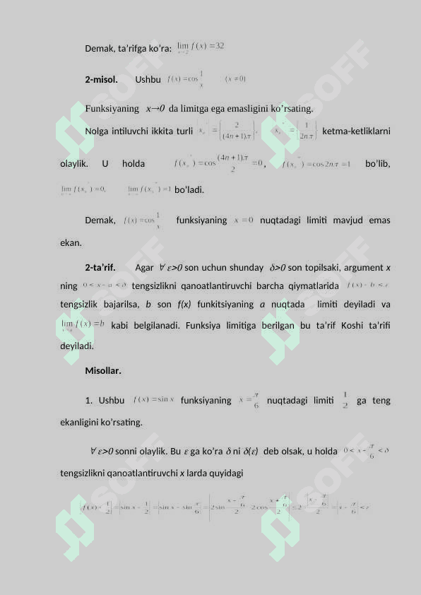 Funksiya limiti.Aniqmas  ifodalar va ularni elementar usulda ochish  sonli ketma-ketlik va uning limiti.Natural logarifm.Giperbolik funksiyalar.Funksiya limiti 4
