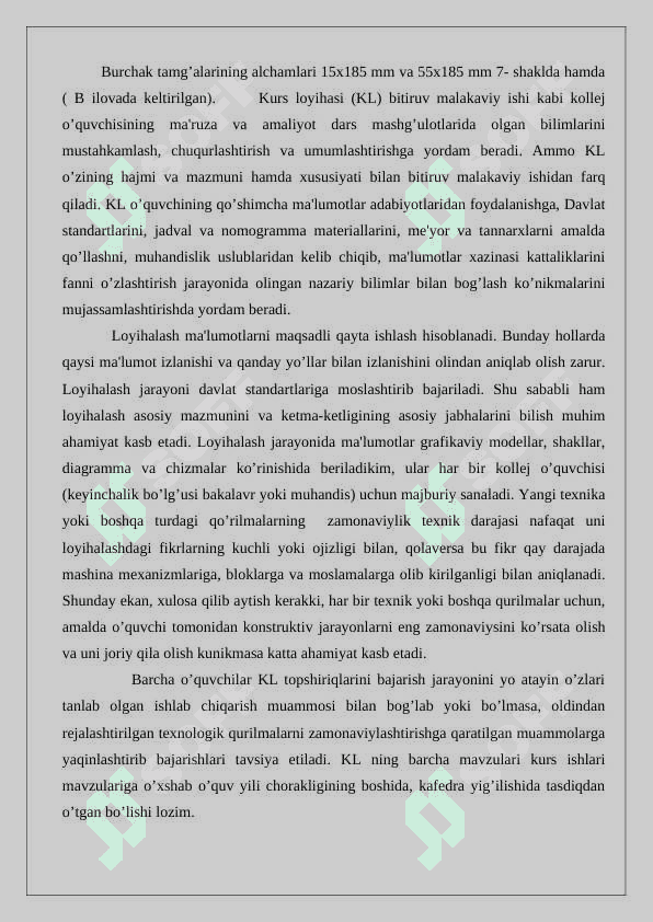 Erkin mavzu asosida rasmiylashtirish qoidalariga qat'iy amal qilgan holda bitiruv malakaviy shi loyihasini tayyorlash  24 7