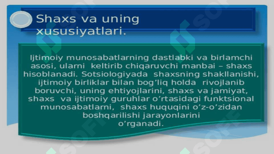 Shaxsning rivojlanishi, tarbiyasi va ijtimoiylashuvi 2