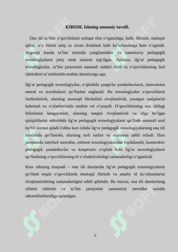 İlg'or pedagogik texnologiyalarning turlari va mazmuni (Ona tili darslari misolida) 2