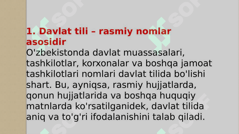 Muassasalarning nomlanishida davlat tilining o’rni 3