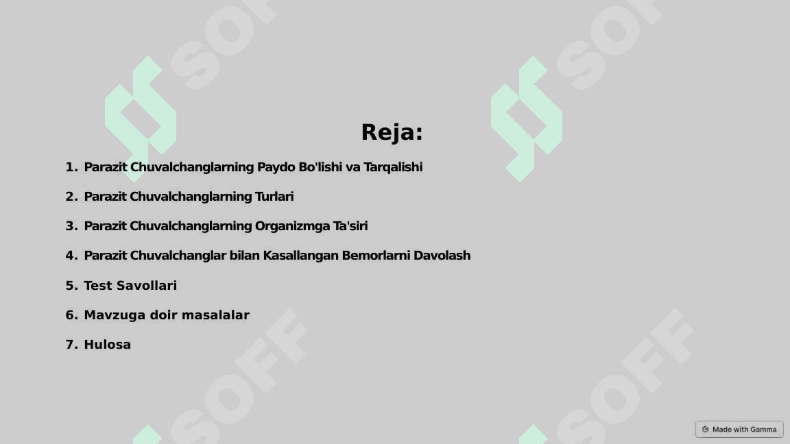 Parazit chuvalchanglar 2