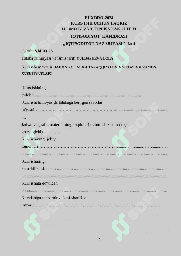 JAHON XOʻJALIGI TARAQQIYOTINING XOZIRGI ZAMON XUSUSIYATLARI 2