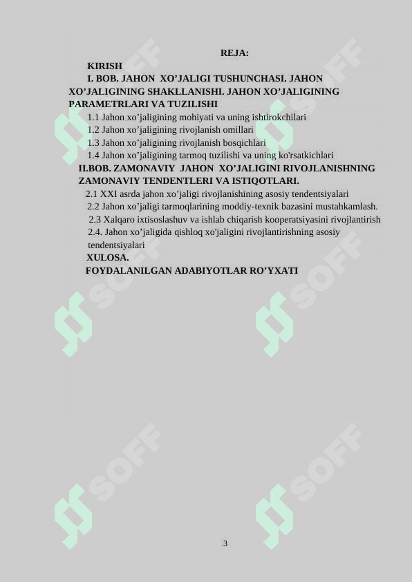 JAHON XOʻJALIGI TARAQQIYOTINING XOZIRGI ZAMON XUSUSIYATLARI 3