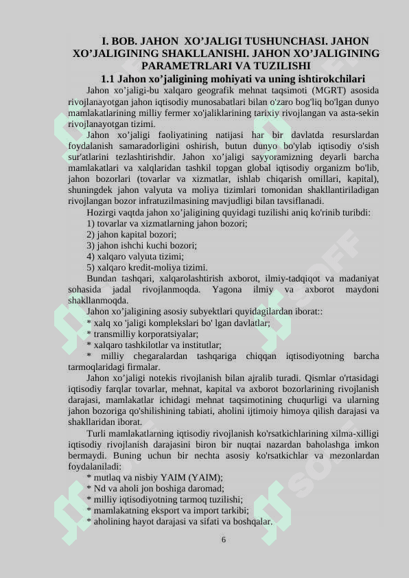 JAHON XOʻJALIGI TARAQQIYOTINING XOZIRGI ZAMON XUSUSIYATLARI 6