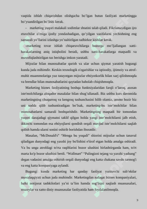 MARKETING VA UNING ASOSIY VAZIFALARI. 8