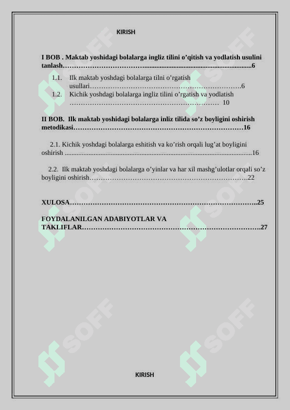Ilk maktab yoshidagi bolalarning  ingliz tilidan so’z boyligini oshirish metodikasi 2