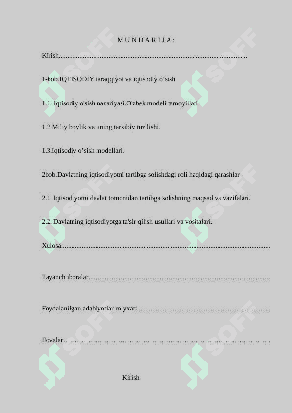 Iqtisodiy o’sishning hozirgi zamon shakli va uning yangicha sifati. 3