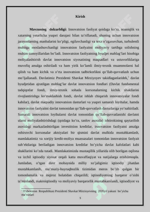 Innovatsion faoliyatni davlat tomonidan tartibga solinishi 5