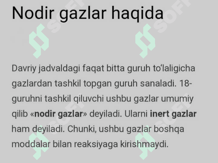 VIII-A GURUH ELEMENTLARI. NODIR GAZLAR. 5