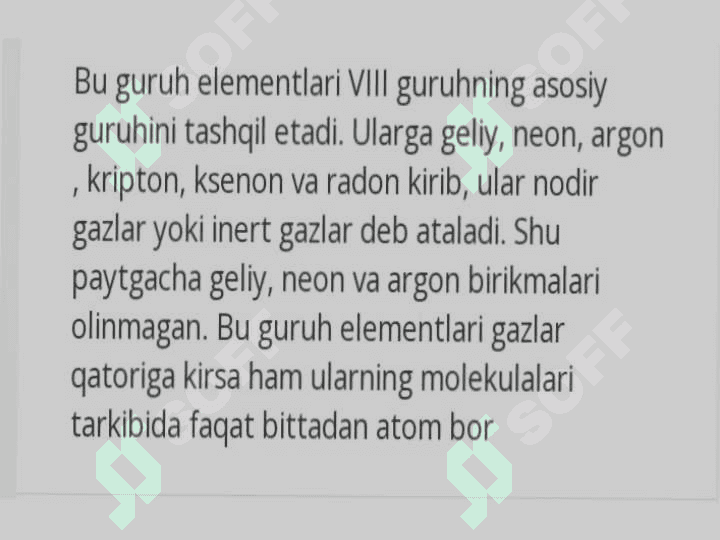 VIII-A GURUH ELEMENTLARI. NODIR GAZLAR. 6