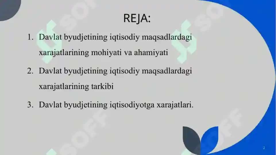 Davlat byudjetining iqtisodiy maqsadlardagi xarajatlari 2