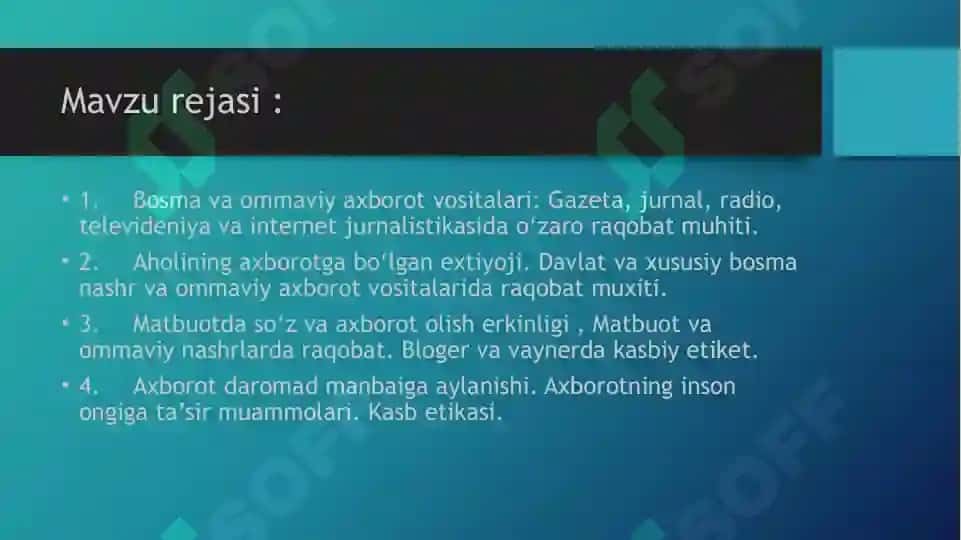 Media maydon tuzilishi va internet jurnalistikasi raqobat muxiti 2